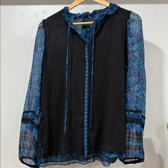 Kobi Halperin Paisley Printed Ruffled Long Sleeve Blouse, Size S - Picture 10 of 15